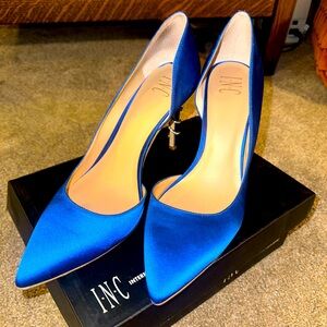 INC International Concepts Royal Blue Satin Pointed-Toe Pumps